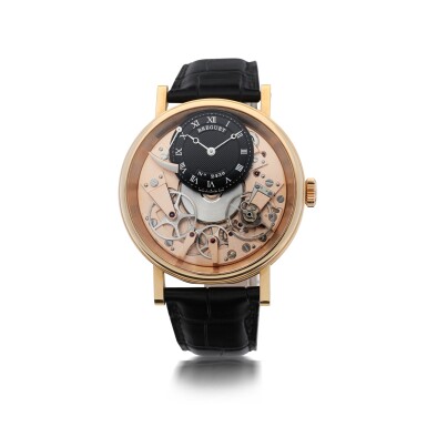 View full screen - View 1 of Lot 56. BREGUET | REFERENCE 7058 LA TRADITION A PINK GOLD SEMI-SKELETONIZED WRISTWATCH WITH POWER RESERVE, CIRCA 2005.