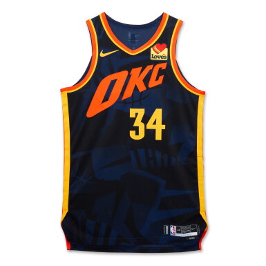 View full screen - View 1 of Lot 47. Kenrich Williams Oklahoma City Thunder 2023-2024 In-Season Tournament Game Worn City Edition Jersey .