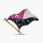 Ruby, Onyx and Diamond Brooch