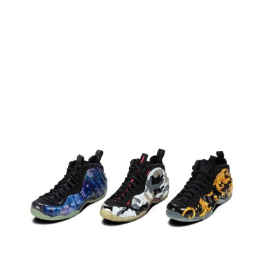 View full screen - View 1 of Lot 873. Set of Three | Nike Air Foamposite One | Size 12.
