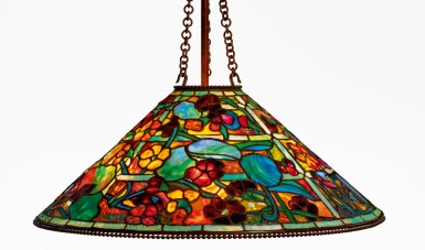 View full screen - View 1 of Lot 10. TIFFANY STUDIOS | "NASTURTIUM TRELLIS" CHANDELIER.