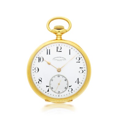 View full screen - View 1 of Lot 155. VACHERON CONSTANTIN | CHRONOMETRE ROYAL A YELLOW GOLD OPEN FACED WATCH, CIRCA 1910.