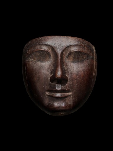 View full screen - View 1 of Lot 58. An Egyptian Wood Mummy Mask, 22nd/24th Dynasty, 944-716 B.C..