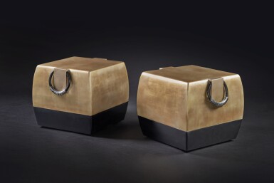 View full screen - View 1 of Lot 10. Unique Pair of Stools for Jeanne Tachard.