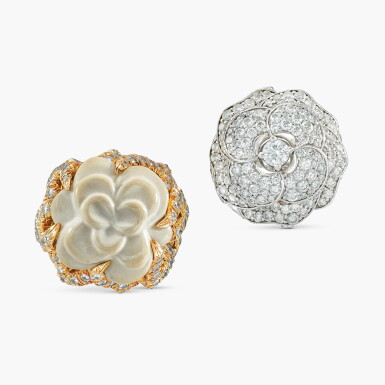 View full screen - View 1 of Lot 1272. Agate and Diamond Ring and Diamond Ring | 香奈兒 | 瑪瑙 配 鑽石 戒指 及 鑽石 戒指.
