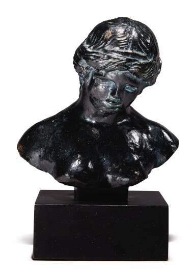 View full screen - View 1 of Lot 24. PIERRE-AUGUSTE RENOIR & RICHARD GUINO | TÊTE DE LA DANSEUSE AU VOILE (DÉCOUPÉ).