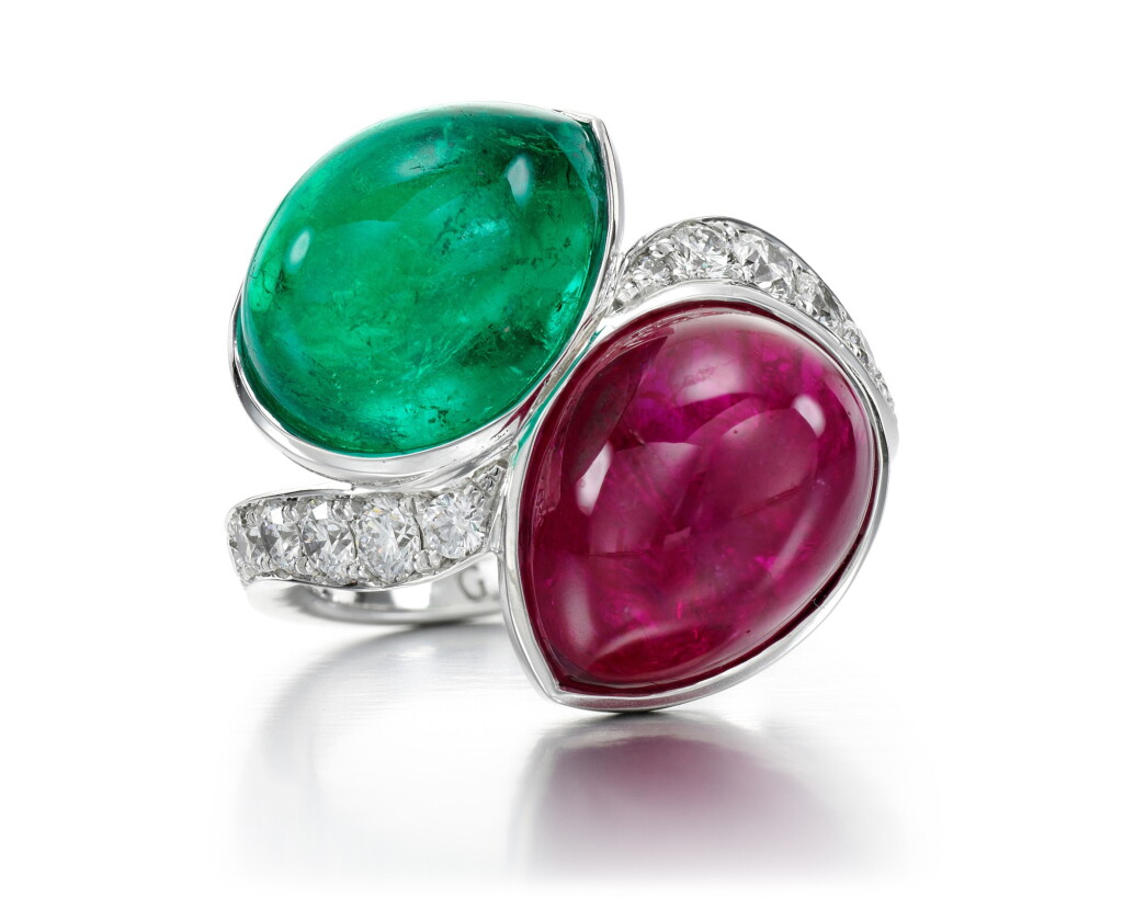 View full screen - View 1 of Lot 205. GRAFF | EMERALD, RUBY AND DIAMOND RING.