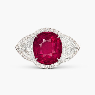 View full screen - View 1 of Lot 1731. Ruby and Diamond Ring | 6.02克拉 天然 「莫桑比克」未經加熱紅寶石 配 鑽石 戒指.