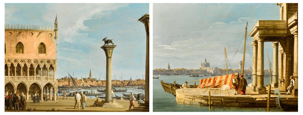 View full screen - View 1 of Lot 29. Venice, a view of the Piazzetta with the southwest corner of the Doge's Palace; Venice, a view of the quay of the Dogana.