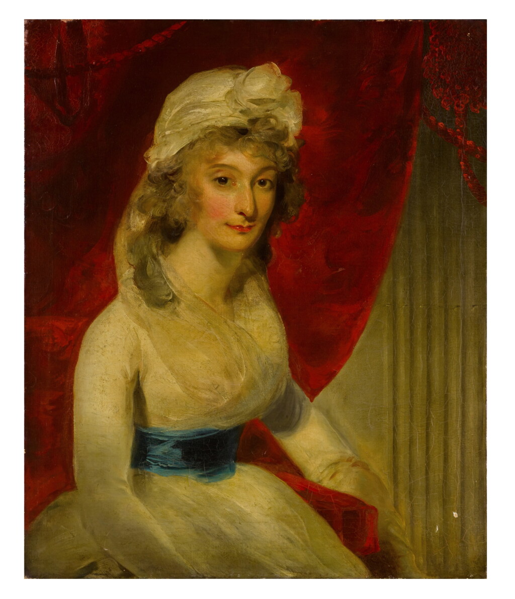 View full screen - View 1 of Lot 75. Portrait of a woman in a white dress.
