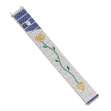 View full screen - View 1 of Lot 344. TIFFANY & CO. | GEM SET AND DIAMOND BRACELET, 'ROSE'.