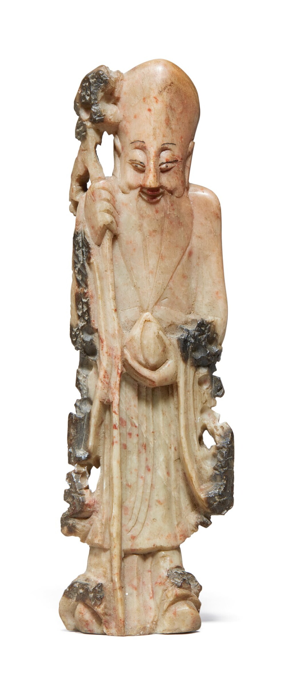 View full screen - View 1 of Lot 674. A soapstone carving of Shoulao, Late Qing dynasty / 20th century.