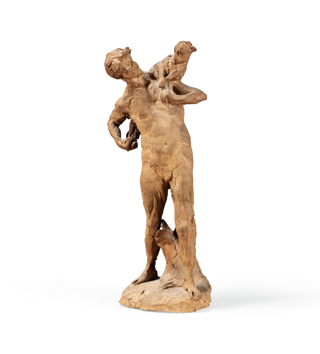 View full screen - View 1 of Lot 258. French, 19th century, Hermes carrying a sheep on his shoulder.