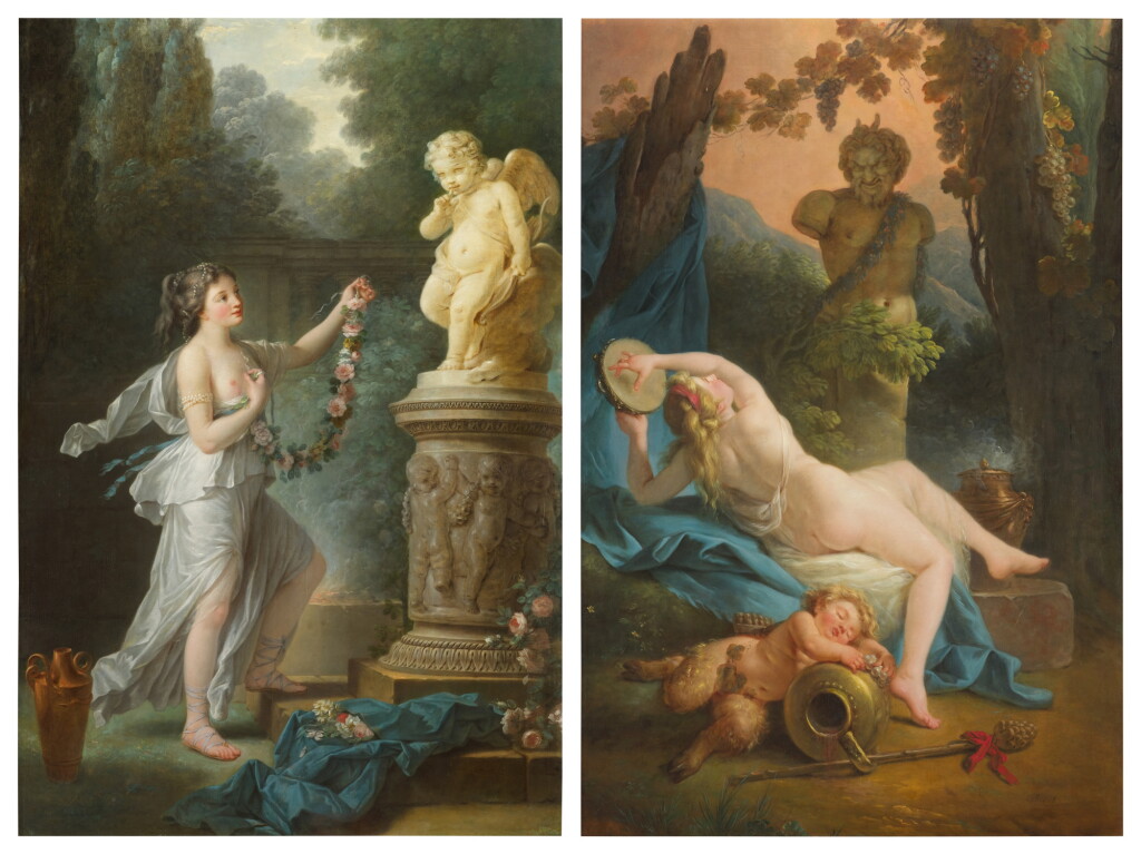 View full screen - View 1 of Lot 48. The Offering to Love; A Bacchante playing the Tambourine before a statue of Pan.