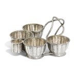 A Victorian silver basket-weave egg cruet, Robert Hennell & Sons, London, 1858