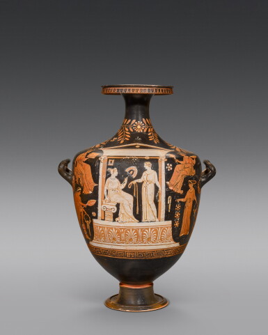 View full screen - View 1 of Lot 112. An Apulian Red-figured Hydria, circa 350-330 B.C..