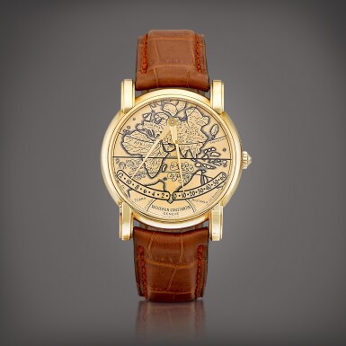 View full screen - View 1 of Lot 742. Mercator, Reference 43050 | A yellow gold retrograde wristwatch, Circa 1995 | 江詩丹頓 | Mercator 型號43050 | 黃金逆跳腕錶,約1995年製.