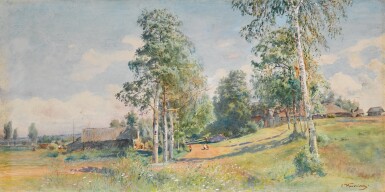 View full screen - View 1 of Lot 367. Russian Village in Spring.