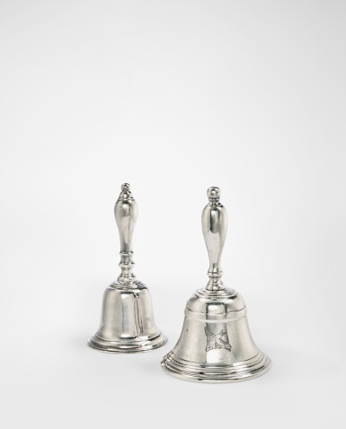 View full screen - View 1 of Lot 669. Two George V Silver Table Bells, Birch & Graydon, London 1935 and Thomas Bradbury, Sheffield, 1936.