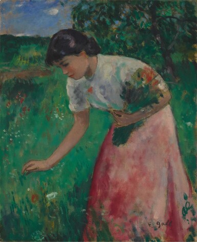 View full screen - View 1 of Lot 420. Cueillette de fleurs, Eugénie près du noyer, Martel-en-Quercy.