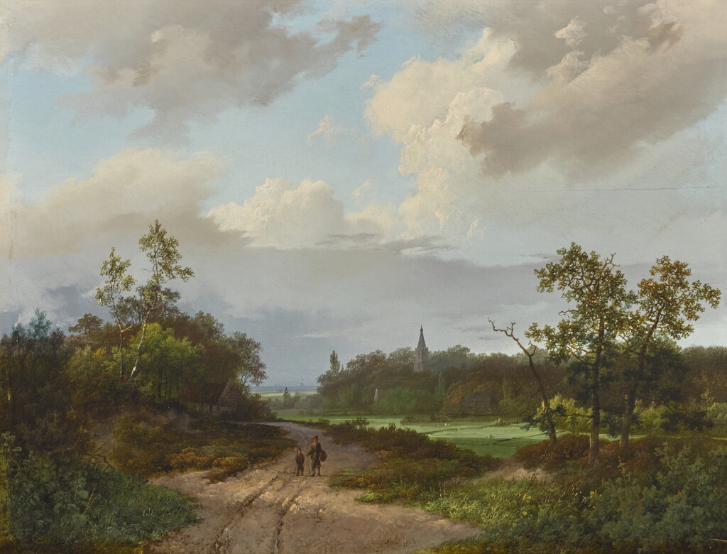 View full screen - View 1 of Lot 546. Travellers on a country road.