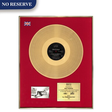 View full screen - View 1 of Lot 309. BPI 1995 Gold Sales Award presented to Mike Diamond for the Beastie Boys 1994 album “Ill Communication”.