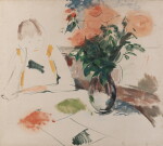 Esquisse, le Bouquet de pivoines (avec femme assise)