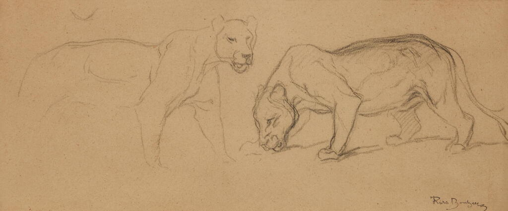 View full screen - View 1 of Lot 441. Two Lions (A Study).