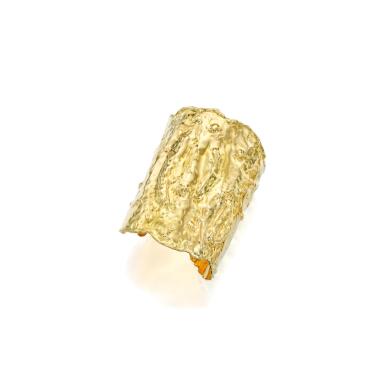 View full screen - View 1 of Lot 115. Van Cleef & Arpels | Gold 'Manchette' Cuff-Bracelet.