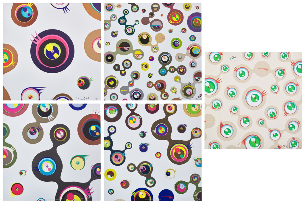 View full screen - View 1 of Lot 80. Jellyfish Eyes - White 1-4, Cream (Five Works) | 水母眼睛-白1-4,米白(五幅作品).