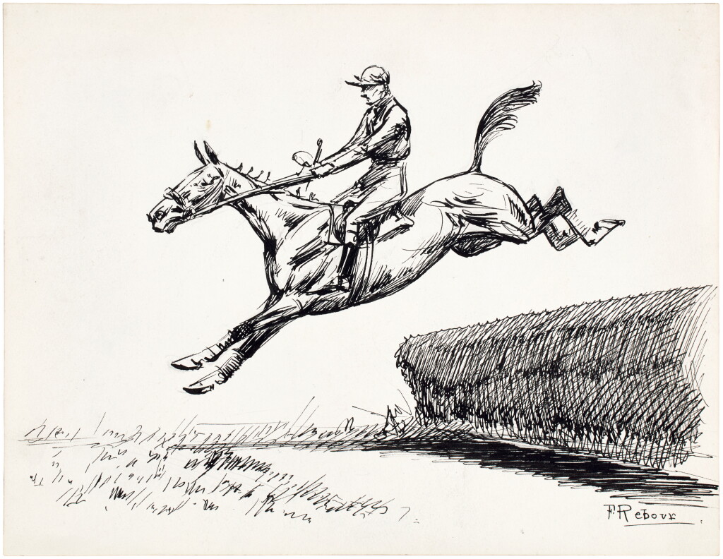 View full screen - View 1 of Lot 22. Francisque Rebour: two equestrian sketches.