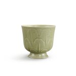 A Yueyao celadon-glazed 'floral' cup, Northern Song dynasty | 北宋 越窰青瓷劃花瓣紋盃