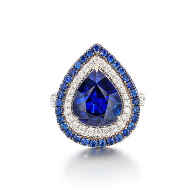 View full screen - View 1 of Lot 2875. Sapphire and Diamond Ring | 6.12克拉 天然「馬達加斯加」未經加熱 藍寶石 配 鑽石 戒指.