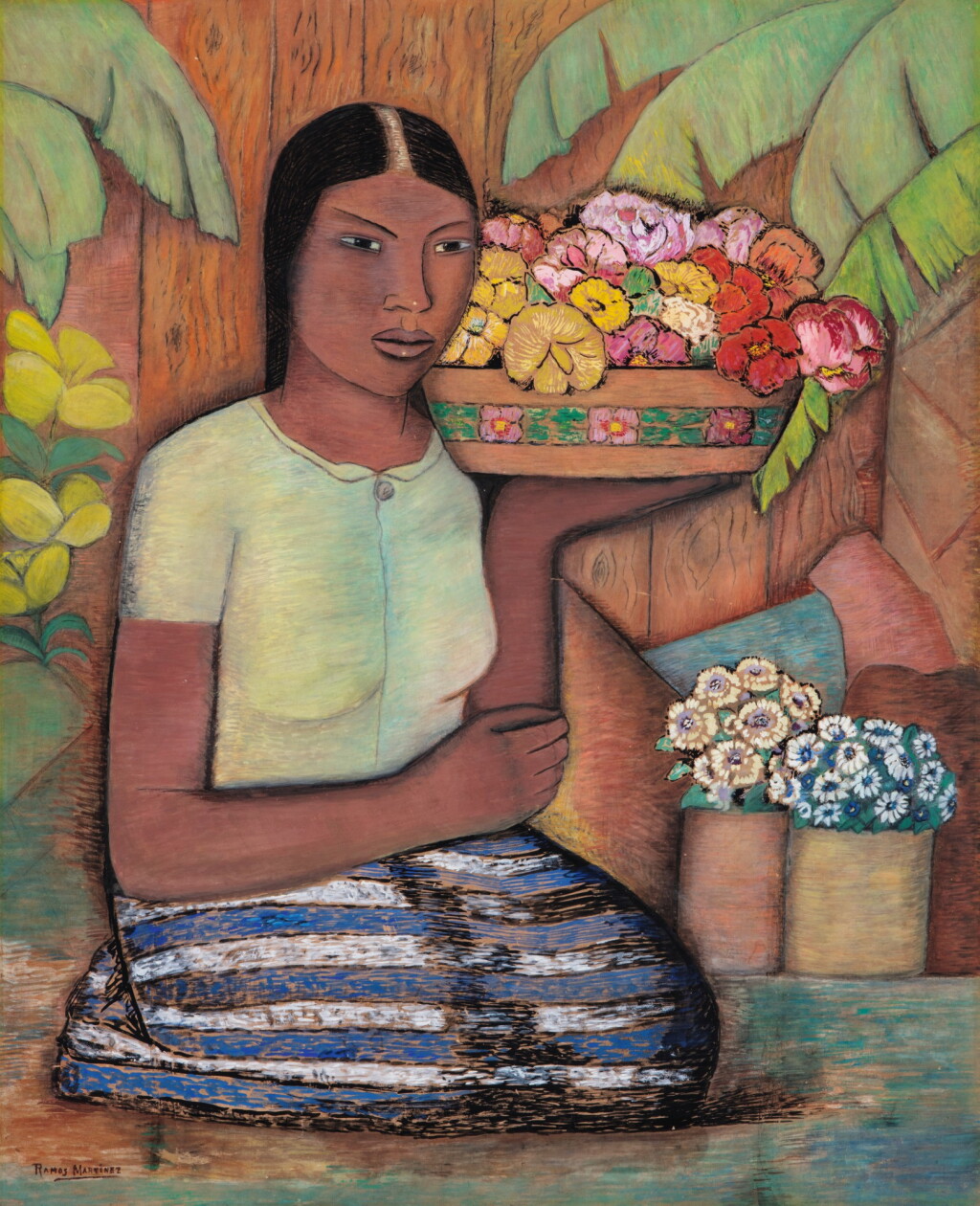 View full screen - View 1 of Lot 105. ALFREDO RAMOS MARTÍNEZ | MARÍA ENTRE LAS FLORES .