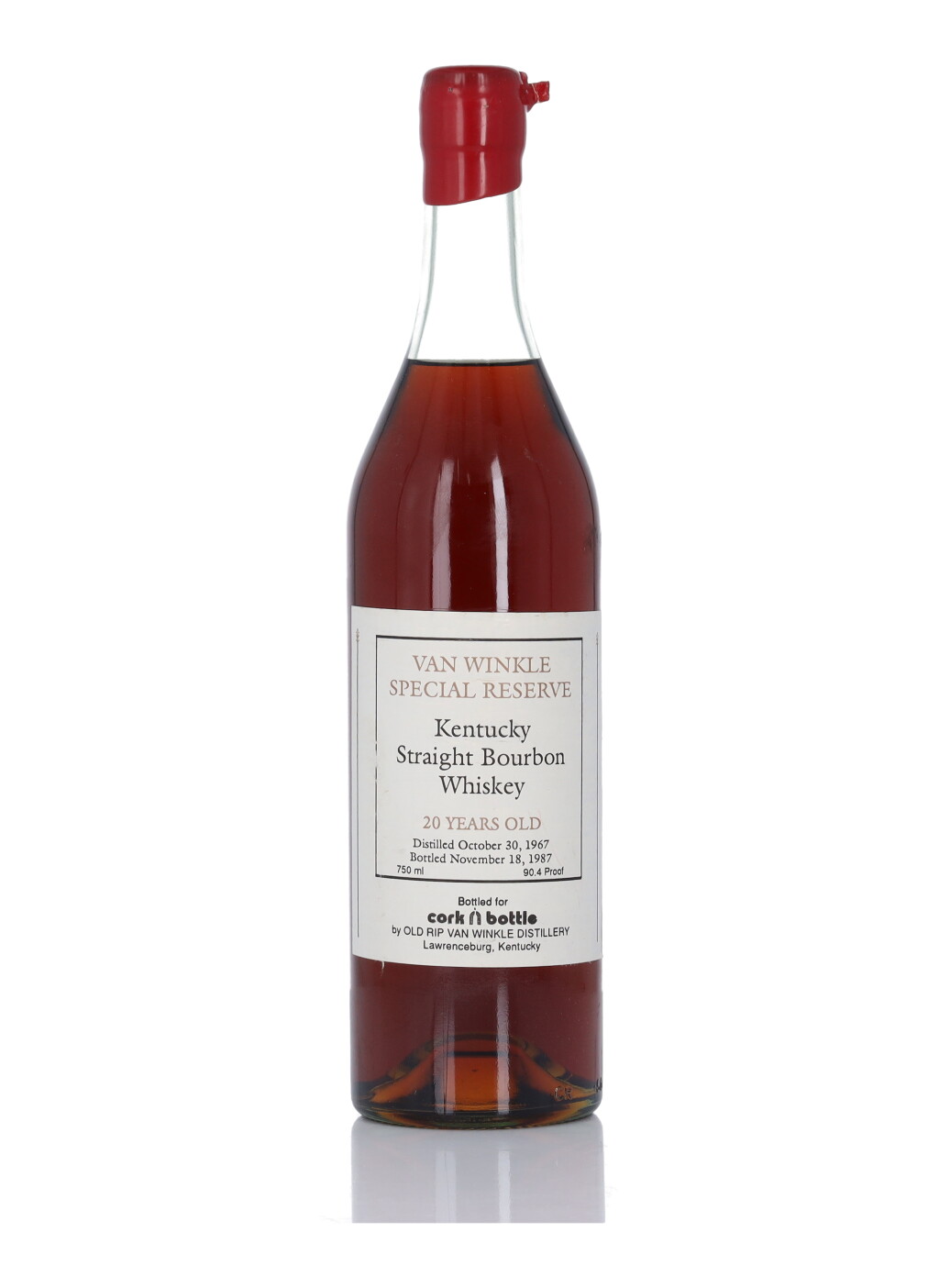 View full screen - View 1 of Lot 86. Van Winkle Special Reserve 20 Year Old Cork N Bottle 90.4 Proof 1967 (1 Bottle 75cl).