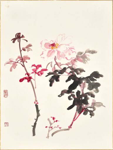 View full screen - View 1 of Lot 3030. 張大千 芍藥 │Zhang Daqian (Chang Dai-Chien), Peony.