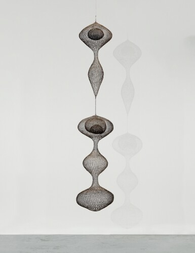 View full screen - View 1 of Lot 108. Untitled (S.408, Hanging Five-Lobed, Two-part Form, with the Second and Third Lobes Attached by Chain and Interior Spheres in the First and Third Lobes).