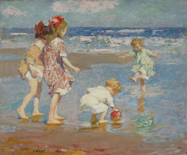 View full screen - View 1 of Lot 437. Children Playing in Surf.
