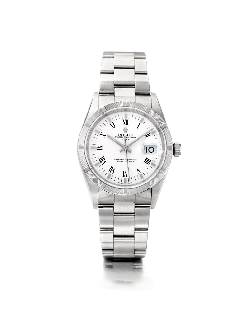 View full screen - View 1 of Lot 7. ROLEX | DATE REF 15210, A STAINLESS STEEL AUTOMATIC WRISTWATCH WITH DATE AND BRACELET CIRCA 1998.