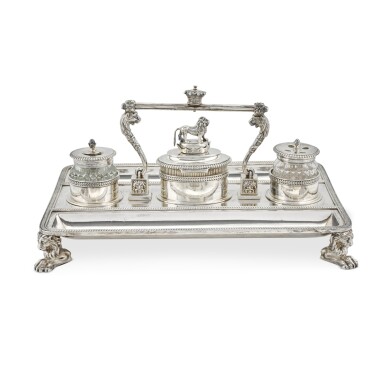 View full screen - View 1 of Lot 51. A George III silver ink stand, Paul Storr, London, 1803.