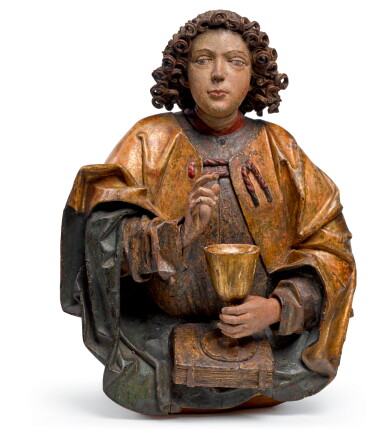View full screen - View 1 of Lot 42. SOUTHERN GERMAN, PROBABLY NUREMBERG, CIRCA 1500 | HALF FIGURE OF SAINT JOHN THE EVANGELIST.
