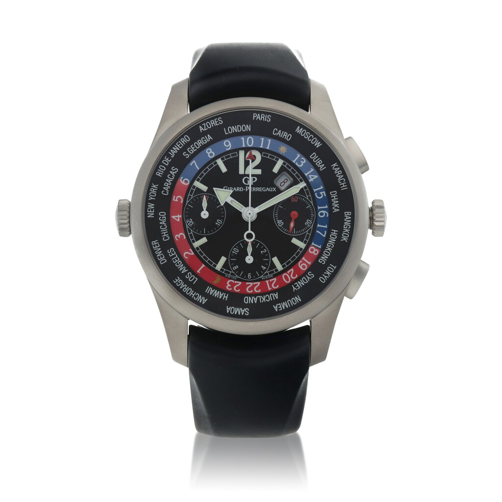 View full screen - View 1 of Lot 22. Ref. 49805 Titanium world-time chronograph wristwatch with date Circa 2010.