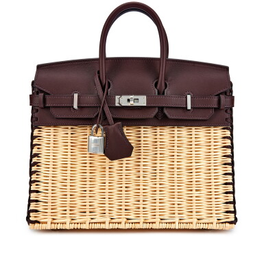 View full screen - View 1 of Lot 5468. Limited Edition Rouge Sellier Swift and Osier Wicker Picnic Birkin 25 Palladium Hardware, 2022.