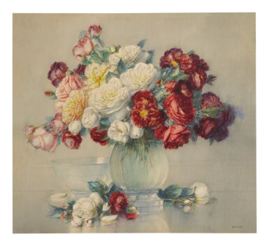 View full screen - View 1 of Lot 100. ISIDORE ROSENSTOCK | ROSES DANS UN VASE EN VERRE.