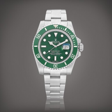 View full screen - View 1 of Lot 2120. Submariner “Hulk", Reference 116610LV A stainless steel wristwatch with date and bracelet, Circa 2012 | 勞力士 | Submariner “Hulk" 型號116610LV | 精鋼鏈帶腕錶,備日期顯示,約2012年製.