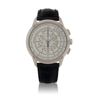 View full screen - View 1 of Lot 19. Ref. 5975G Limited edition white gold multi-scale chronograph wristwatch made to commemorate the 175th anniversary of the brand Circa 2014 | 百達翡麗5975G型號限量版白金計時腕錶備多種測量功能,為紀念品牌成立175週年而製,年份約2014.