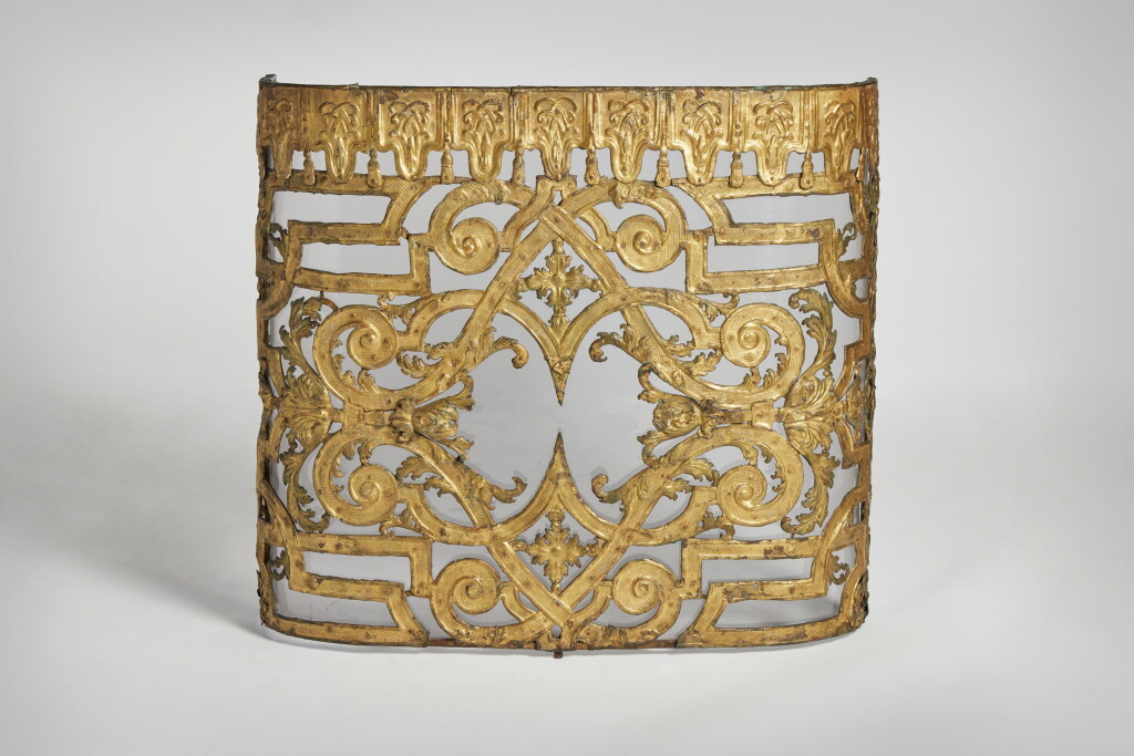 View full screen - View 1 of Lot 342. A Continental Repoussé Gilt Metal Fire Screen, First Quarter 18th Century.