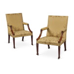 A Pair of George III Mahogany Library Armchairs, Circa 1770