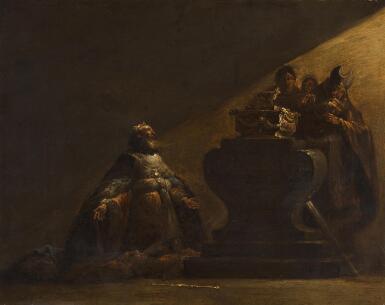 View full screen - View 1 of Lot 228. King David in prayer before the Ark of the Covenant.