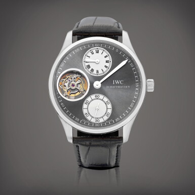 View full screen - View 1 of Lot 2171. Portugieser Regulateur Tourbillon, Reference IW5446-03 | A limited edition white gold tourbillon wristwatch with regulator dial, Circa 2008 | 萬國 | 葡萄牙系列 Regulateur Tourbillon型號IW5446-03 | 限量版白金陀飛輪腕錶,備規範指針錶盤,約2008年製.